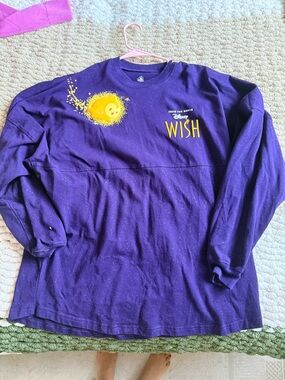 Disney Purple 'Wish' Long-Sleeve Graphic Tee with Yellow Sun